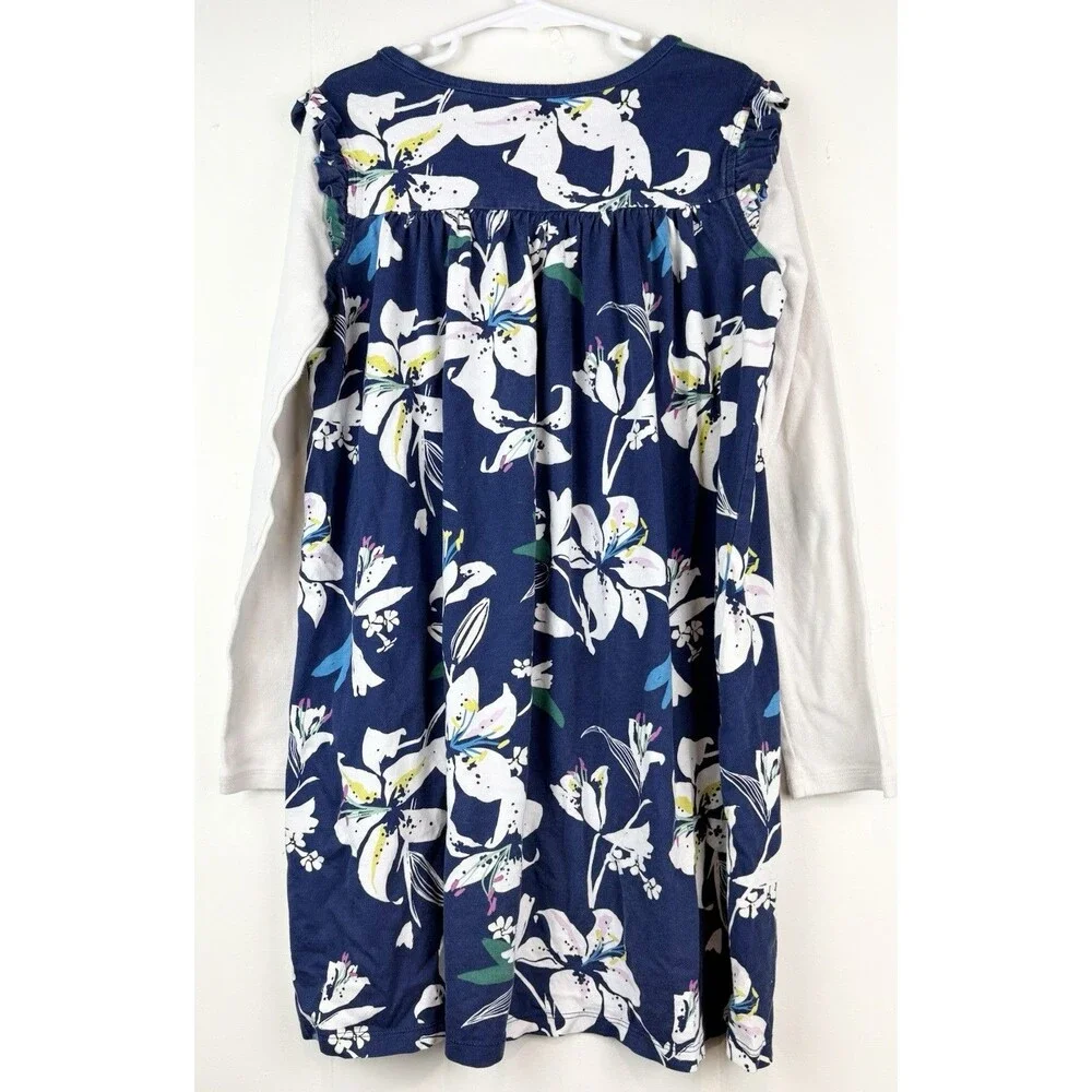Tea Collection Dress 10 Long Sleeve Floral Navy Blue Fall Winter